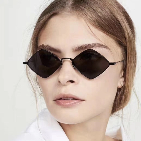 Vintage Rhombus Sunglasses Metal Frame Geometric Diamond Shaped Eyewear Retro Fashion For Men And Women