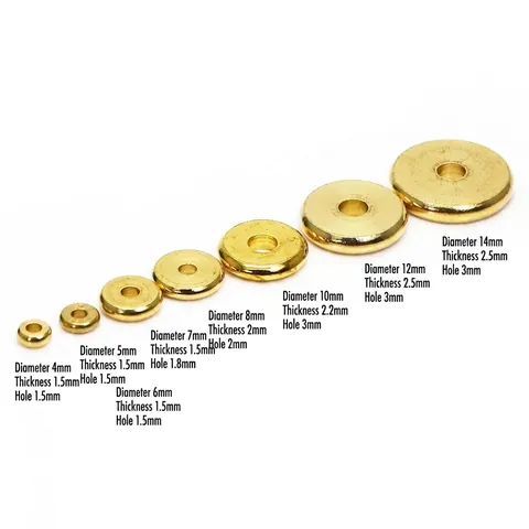 Brass Flat Spacer Beads Solid Round Metal Disc Loose Beads For DIY Necklace Bracelet Jewelry Making Gold Color Minimalist