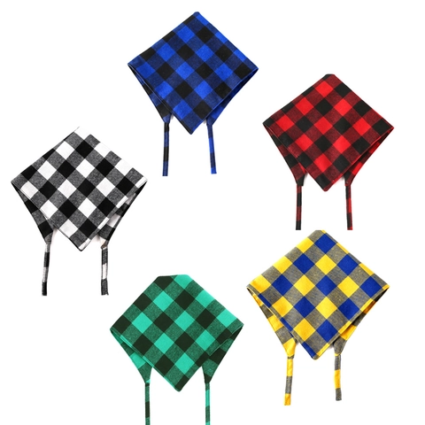 Plaid Pet Bandana Cotton Triangle Scarf Adjustable Dog Cat Saliva Bib Buffalo Check Pattern Soft Neck Accessories
