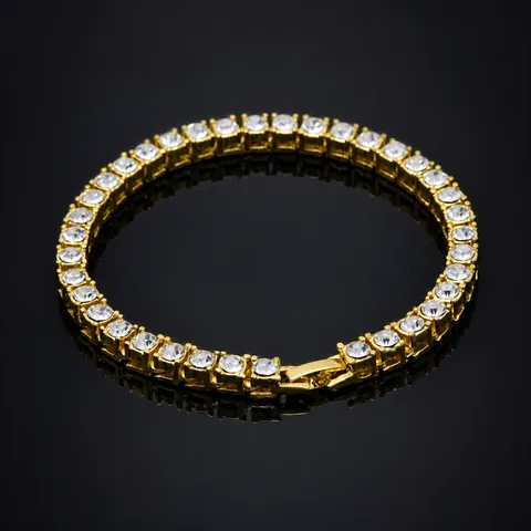 Hip Hop Tennis Bracelet Alloy Rhinestone Sparkling Full Row Jewelry Fashion Men Women