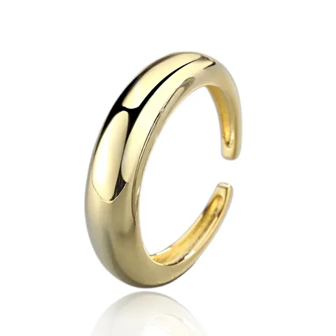 Minimalist Polished Copper Open Ring For Women Adjustable Geometric Thick Band Circular Fashion Jewelry Accessory