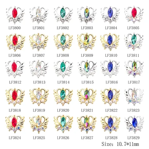 Luxury Alloy Nail Charms Swan Crown Heart Rhinestone Faux Artificial Pearl Jewelry For Manicure DIY Art Decoration Salon Beauty