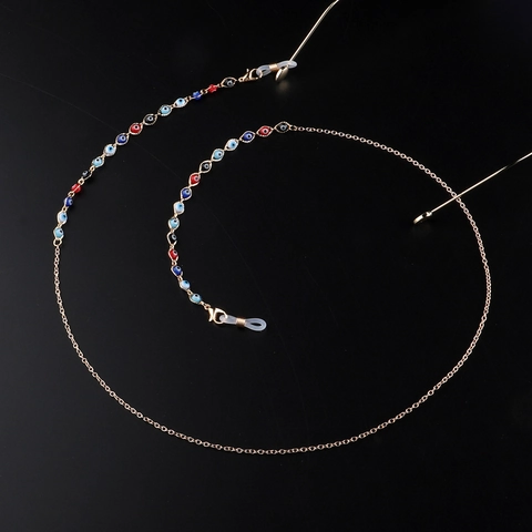 Evil Eye Glasses Chain Alloy Metal Eyewear Strap Anti Slip Colorful Beads Neck Cord Holder For Sunglasses Reading Glasses
