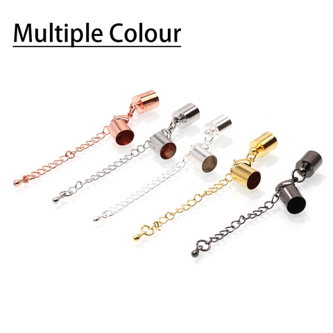 Copper DIY Jewelry Making Components Lobster Clasp With Extension Chain Cylindrical Cord End Caps Bracelet Necklace Connector
