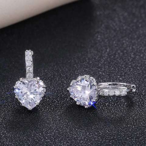 Herz Tropfen Creolen Kupfer Zirkonia Mikropavé Elegant Romantisch Schmuck Für Frauen Geschenk Bunt
