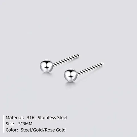 Minimalist Round Ball Stud Earrings Polished 316L Stainless Steel Geometric Fashion Accessory For Women