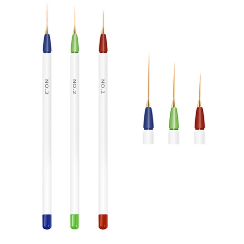 Professional Nail Art Liner Brushes Fine Detail Drawing Painting Pens Plastic Handle DIY Manicure Accessories White