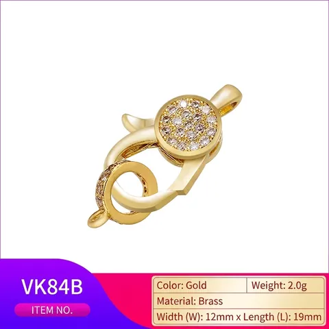 Messing 18K Vergulde Karabijnsluiting Connector Met Micro Pave Zirconia Voor DIY Ketting Sieraden Maken Benodigdheden