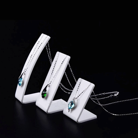 Acrylic Necklace Display Stand L-Shape Pendant Jewelry Holder Showcase Props For Shop Retail Counter