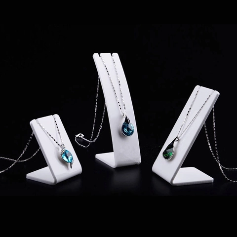 Acrylic Necklace Display Stand L-Shape Pendant Jewelry Holder Showcase Props For Shop Retail Counter