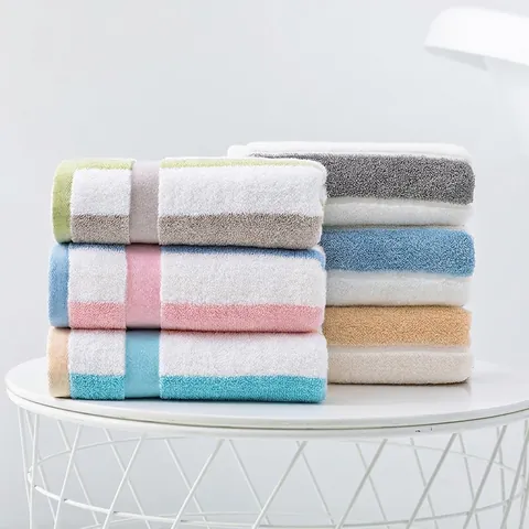 Cotton Striped Face Towel Highly Absorbent Soft Thickened Bathroom Washcloth For Adults Quick Dry