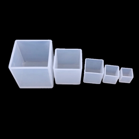 Moule En Silicone Cube Carré Coulée De Résine Outils Époxy Pour Bricolage Bijoux Savon Bougie Fabrication Blanc Transparent