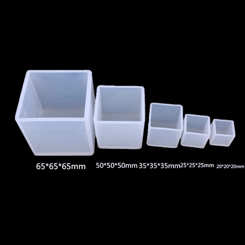 Moule En Silicone Cube Carré Coulée De Résine Outils Époxy Pour Bricolage Bijoux Savon Bougie Fabrication Blanc Transparent