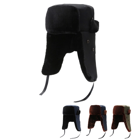 Sombrero De Trampero De Invierno Forrado De Piel Sintética Ushanka Resistente Al Viento Protección Para Los Oídos Gorra