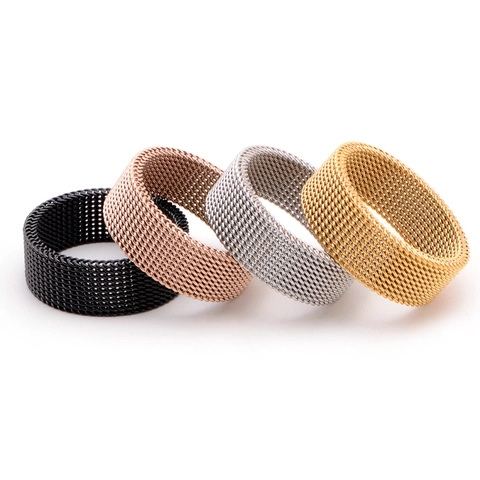 Minimalistischer Milanese Netzring Aus Edelstahl Für Damen Herren Flexibles Gitterband Industrieller Modeschmuck