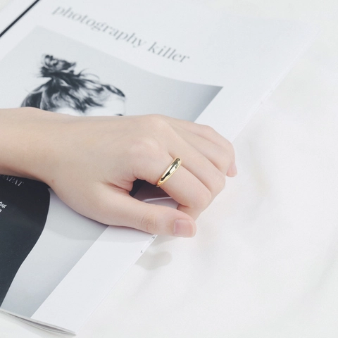 Minimalist Polished Copper Open Ring For Women Adjustable Geometric Thick Band Circular Fashion Jewelry Accessory
