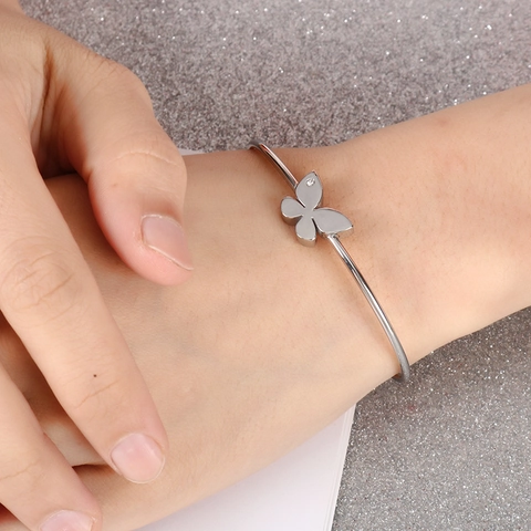 Bracelet Papillon Acier Inoxydable Avec Incrustation De Zircon Chaîne D'extension Réglable Bijoux Minimalistes Élégants Pour Femmes