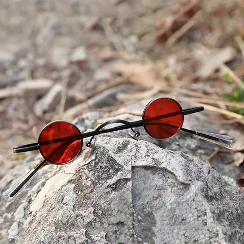 Lunettes De Soleil Rétro Steampunk Petites Rondes Monture Métallique Polarisées UV400 Unisexe Gothique