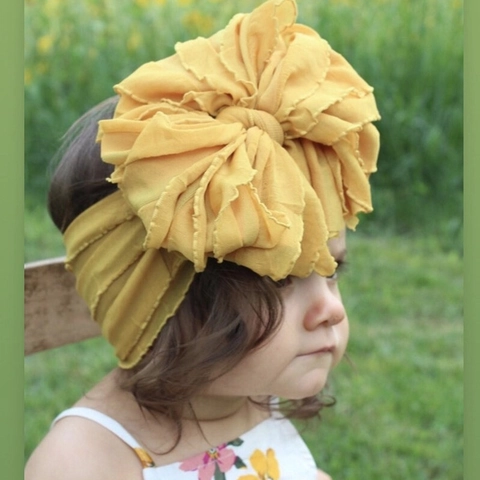 Kids Baby Large Bow Headband Ruffled Mesh Lace Elastic Hair Band Sweet Headwear Accessories