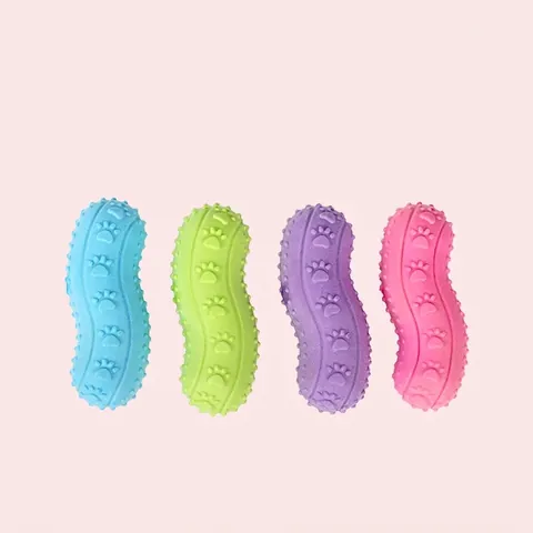 Jouet À Mâcher Pour Chien Forme De Cacahuète Caoutchouc Durable Dentition Nettoyage Dentaire Interactif Pour Petits Moyens Chiens