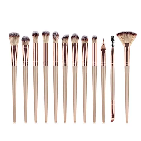 Brocha Para Base Brocha Para Sombras Brocha Para Polvos Cerdas Sintéticas Suaves Mango De Plástico Con Neceser De Viaje