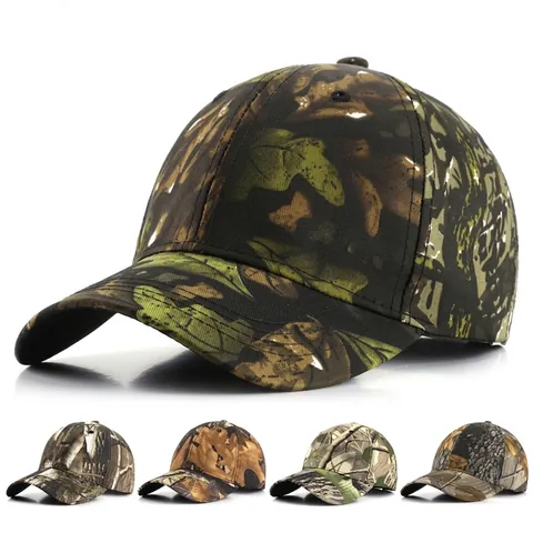 Camouflage Baseball Cap Bionic Leaf Pattern Outdoor Tactical Hunting Fishing Sunshade Hat Adjustable Breathable Cotton