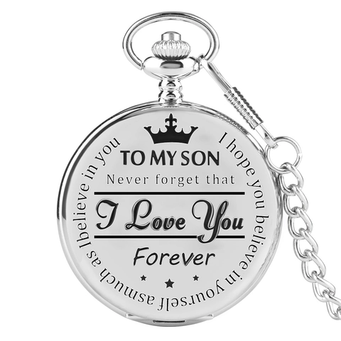 Retro Quartz Pocket Watch For Son Engraved To My Son Never Forget I Love You Forever Alloy Pocket Watch Necklace For Men Gift