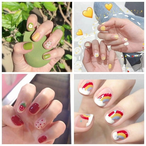 3D Nagelkunst Aufkleber Wasserdicht Full Wrap Decals Erdbeere Regenbogen Punkt Frischer Süßer Stil DIY Maniküre Werkzeuge Für Frauen