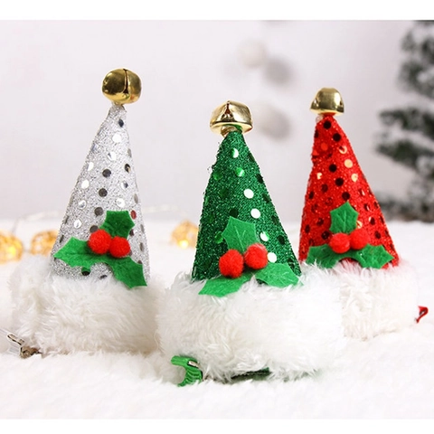Mini Pinces À Cheveux Chapeau De Noël Paillettes Peluche Bois De Renne Flocon De Neige Accessoires Cheveux De Fête Festifs