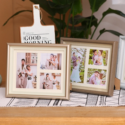 Cadre Photo Style Européen Avec Grain De Bois Et Bordure Perlée Pour Décoration De Table Ou Murale