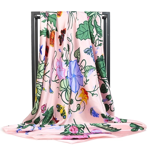 Sciarpa Quadrata In Raso Donna Stampa Floreale Farfalla Foulard Capelli Collo Elegante Moda