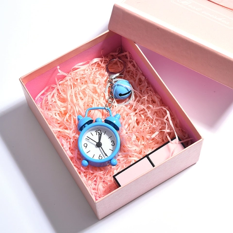 Mini Alarm Clock Keychain Alloy Metal Pendant With Small Bell Colorful Creative Handbag Charm Cute Novelty For Couples