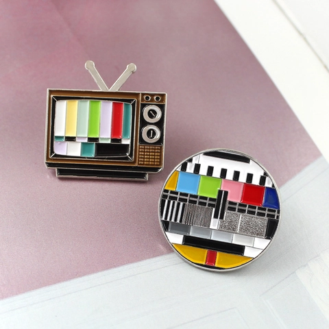 Retro TV Testsignal Emaille Pin Legierung Brosche Vintage Fernseher Farbbalken Abzeichen Für Rucksack Hut Kleidung Schmuck