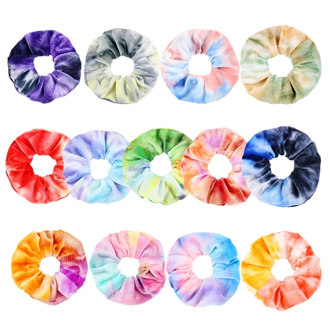 Coleteros De Terciopelo Tie Dye Degradado Elásticos Accesorios Para El Cabello Para Mujeres Niñas