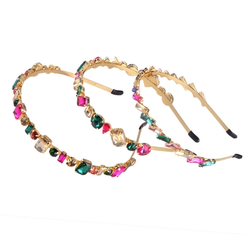 Rhinestone Headband Alloy Colorful Crystal Hair Hoop Fashion Hair Accessories For Women Vintage Elegant Headpiece