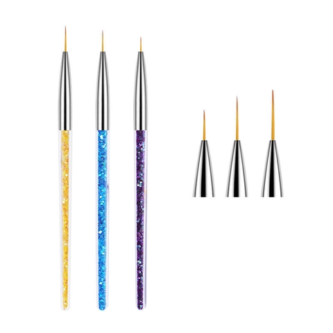 Nail Art Brushes For Fine Lines UV Gel Carving Detail Painting Drawing With Acrylic Glitter Handle Professional DIY