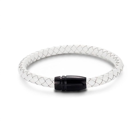 Bracciale In Pelle Di Vacchetta Intrecciata Da Uomo Con Chiusura Magnetica In Acciaio Inossidabile 316L Gioielli Vintage
