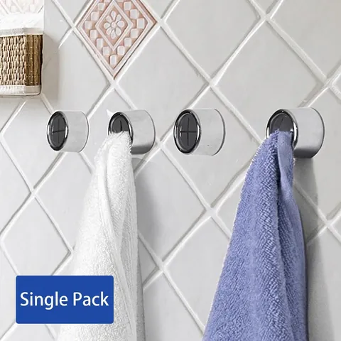 Gancio Portasciugamani Rotondo A Spinta ABS PVC Cromo Autoadhesivo Supporto Strofinacci Cucina Bagno Parete Senza Foro Novità
