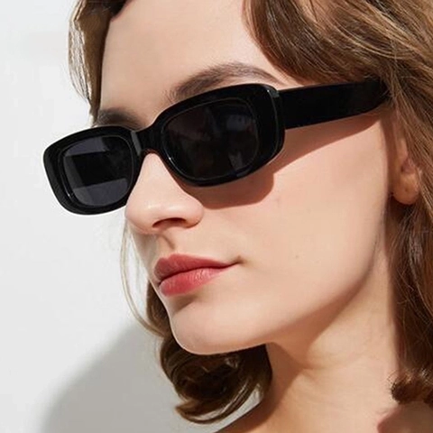 Vintage Small Rectangular Sunglasses UV400 Protection PC Frame AC Lens Streetwear Punk Style For Women