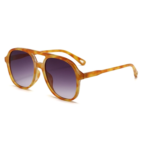 Retro Aviator Sunglasses Double Bridge PC Frame AC Lens UV400 Protection Fashion Oval Sun Glasses For Women Men