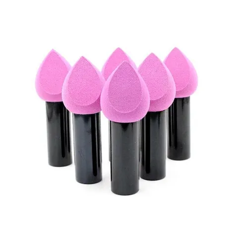 Esponja De Maquillaje Aplicador De Base Con Mango Forma Gota De Agua Esponja Sintética Sin Látex Para BB Cream Uso En Seco Y Húmedo Suave