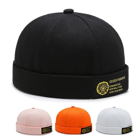 Gorro Docker Retro Unisex Sin Ala Miki Cap Algodón Correa De Cuero Ajustable Streetwear Hip Hop Color Sólido