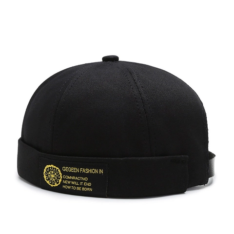 Gorro Docker Retro Unisex Sin Ala Miki Cap Algodón Correa De Cuero Ajustable Streetwear Hip Hop Color Sólido