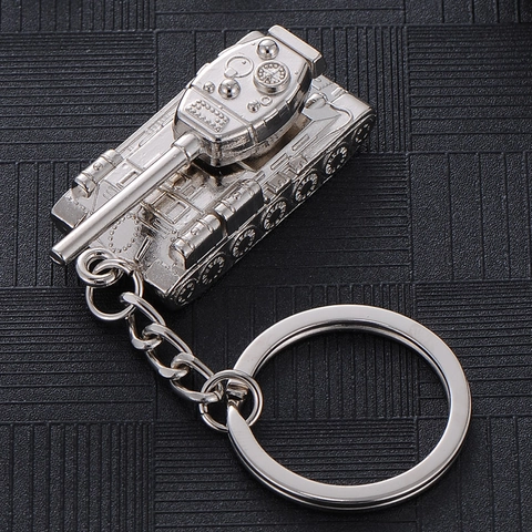 Metal Alloy Vehicle Model Keychain Tank Motorcycle Fighter Jet 3D Military Car Pendant Gift For Men Silver Tone