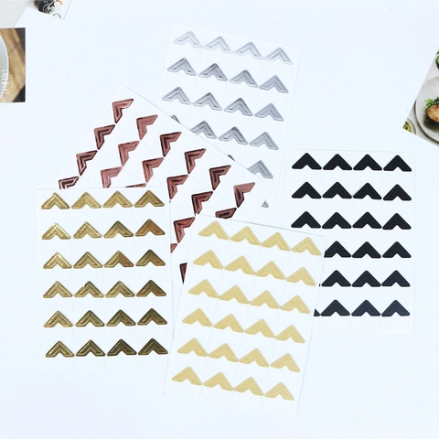 Vintage Paper Photo Corner Stickers DIY Scrapbook Picture Mounts Gold Silver Rose Black Kraft Self Adhesive Photo Corners
