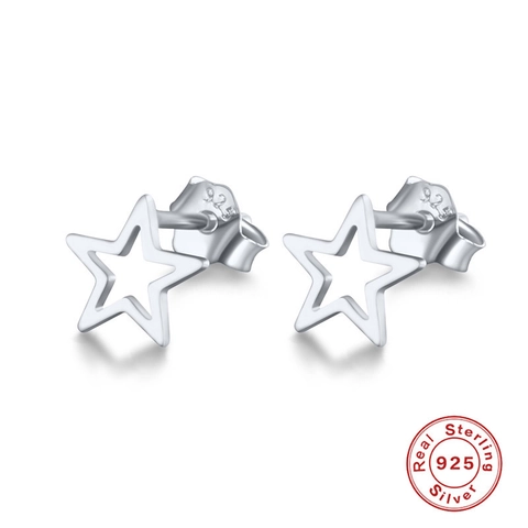 ROMAD 925 Sterlingsilber Stern Ohrstecker Hohle Fünfzackige Stern Minimalistisch Schmuck Für Damen Gold Silber Vergoldet