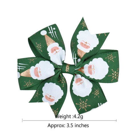 Barrettes à Cheveux Nœud de Noël pour Enfants Ruban Gros-Grain Père Noël Renne Motif Plaid Épingle à Cheveux Festive Faite à la Main Accessoires de Cheveux Filles