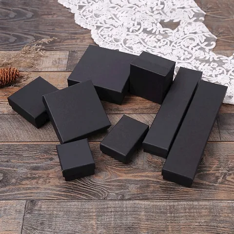 Matte Black Jewelry Gift Boxes Kraft Cardboard Packaging For Necklaces Bracelets Rings And Watches Elegant Minimalist