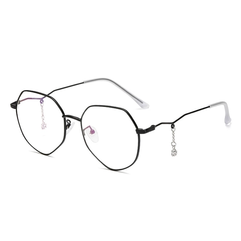 Gafas De Montura Metálica Poligonal Retro Con Colgante De Estrella Anti-Luz Azul Lente Transparente Para Mujeres