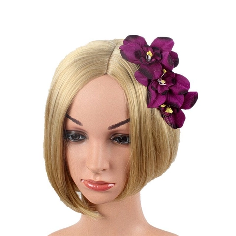 Orchidee Blumen Haarkamm Satin Stoff Künstlich Floral Legierung Kopfschmuck Braut Hochzeit Strand Urlaub Boho